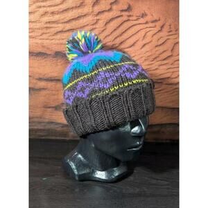 Y2K DC Shoe Co. USA 90s Style Multicolor Beanie W/ Pom Pom